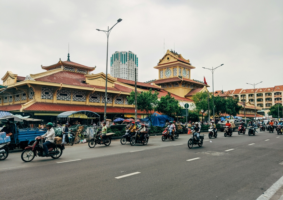 Motorbikes line the streets of Ho Chi Minh City